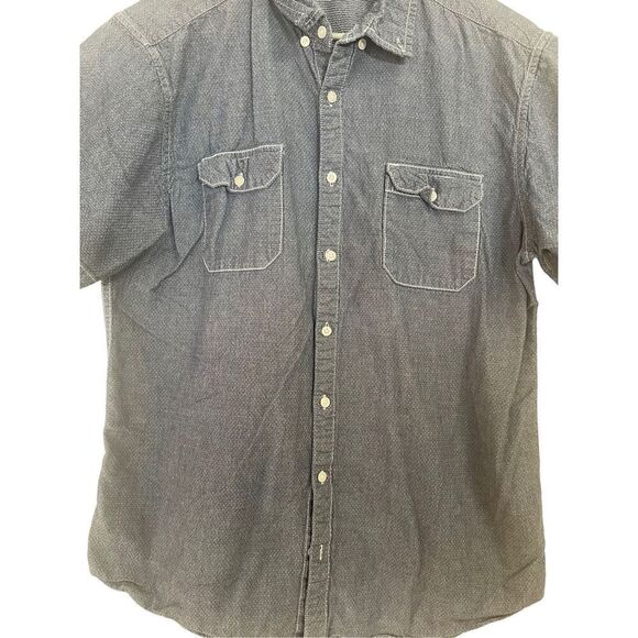 BKE Men's Button-Up Textured Collared Short Sleeve Button-Up Gray Shirt XL - Picture 2 of 12